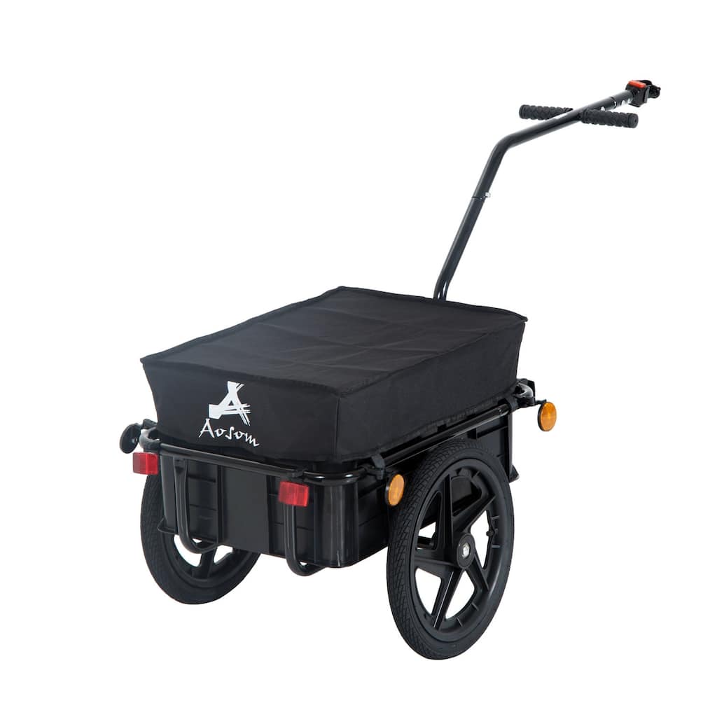 Aosom Bicycle Cargo Trailer with Removable Box and Waterproof Cover, Bike Wagon Trailer with Two 16in Wheels