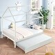 preview thumbnail 3 of 11, White Full Size Wood House Bed with Trundle and Roof