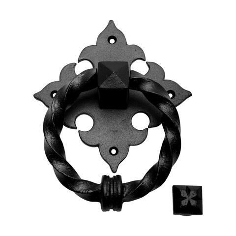 Black Cast iron Door Knocker 7" H x 5.5" W Georgian Style Metal Ring Front Door or Gate Knockers Renovators Supply