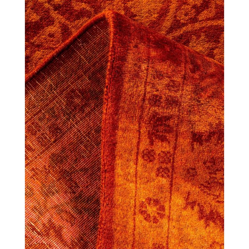 Overton Hand Knotted Wool Vintage Inspired Modern Contemporary Overdyed Orange Area Rug - 5' 3" x 8' 1"