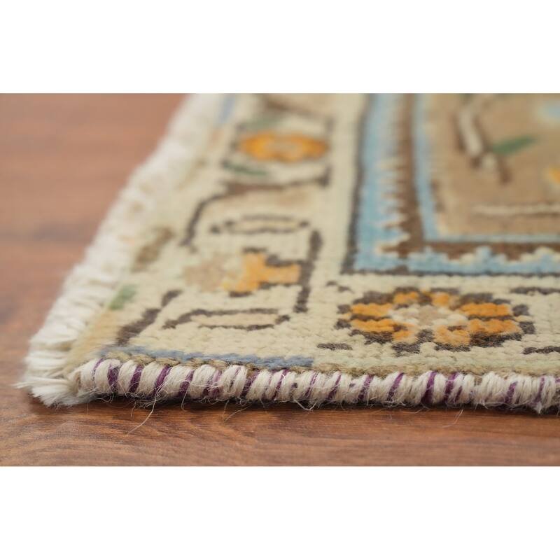 Hand Knotted Oriental 100% Wool Carpet Traditional Floral Brown Tabriz Area Rug - 9' 8'' X 6' 10''