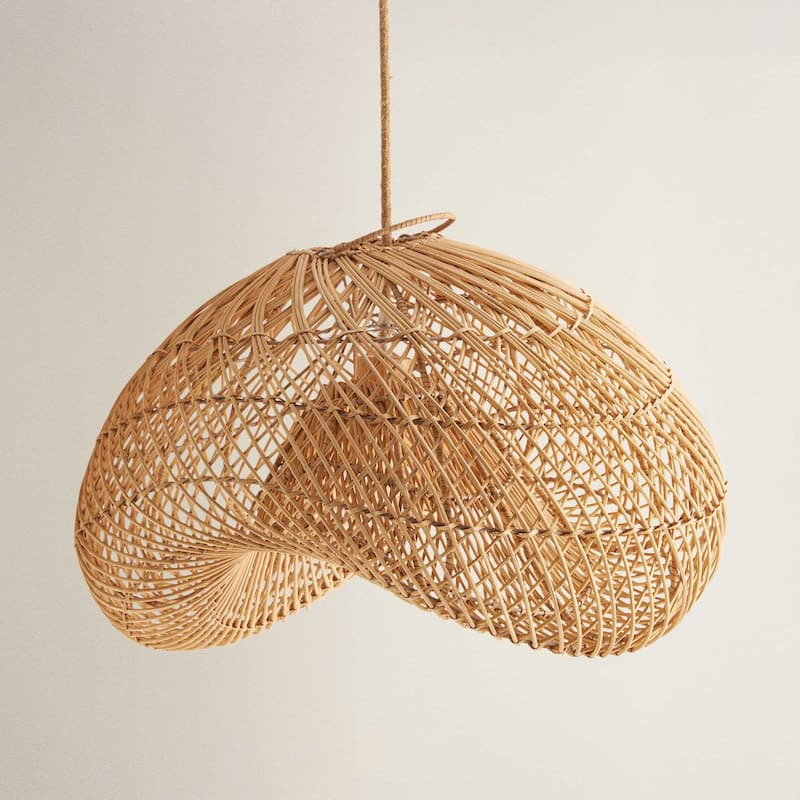 Sepherina Rattan Pendant Light Natural Large Sculptural Handwoven Light Fixture For Modern, Transitional, Farmhouse Room Décor.