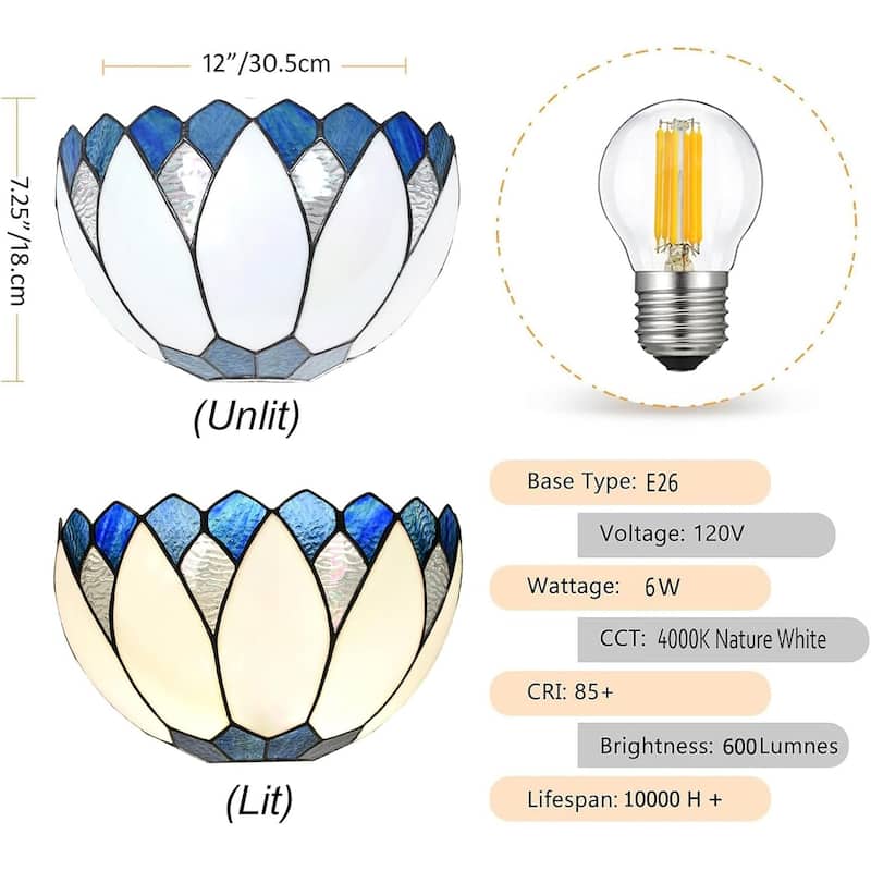 12 inches wide hallway light blue&white stairway light glass wall light