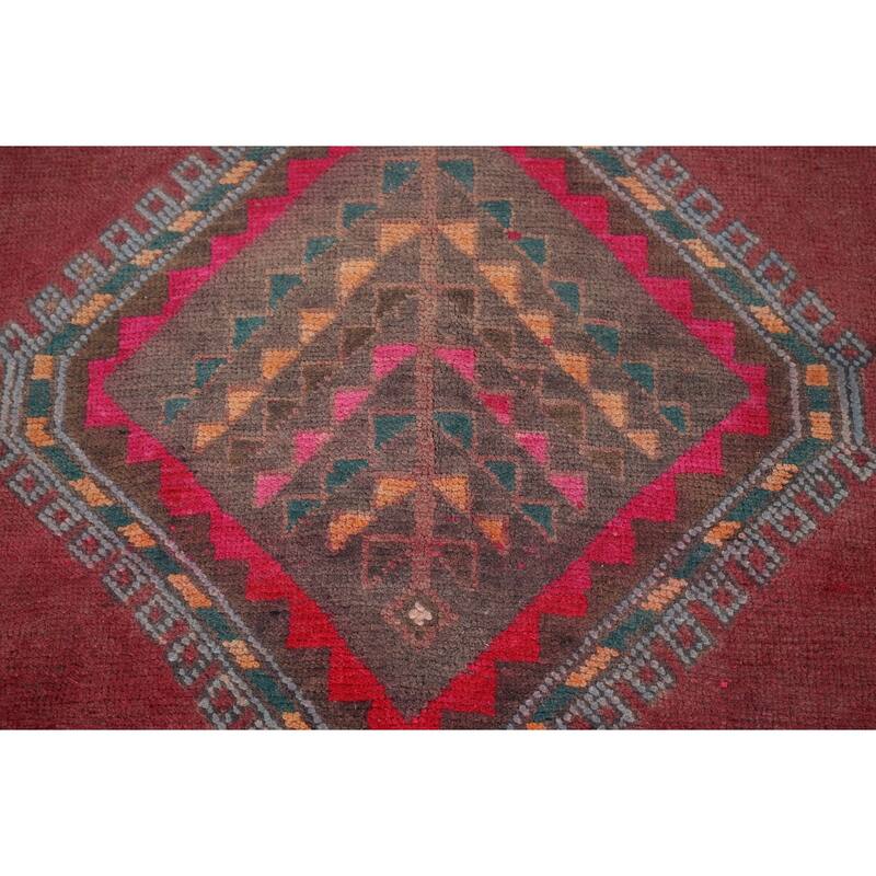 Tribal Ardebil Vintage Persian Runner Rug Handmade Wool Carpet - 3'5" x 12'9"