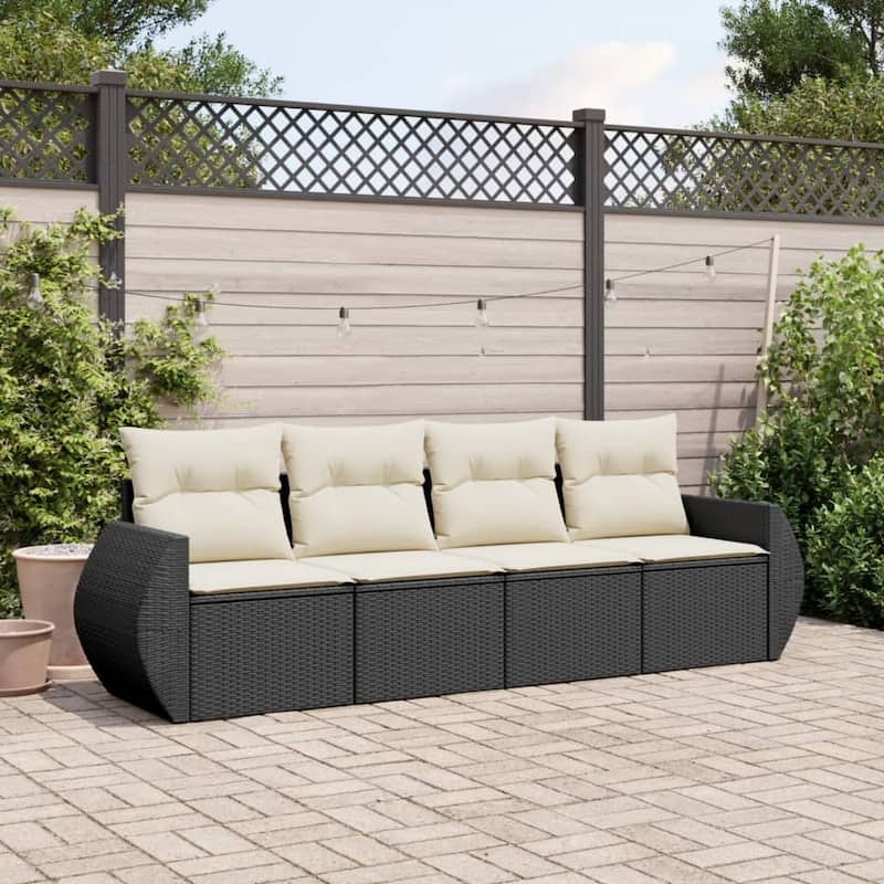 vidaXL Garden Sofa Set - Black and cream Without table