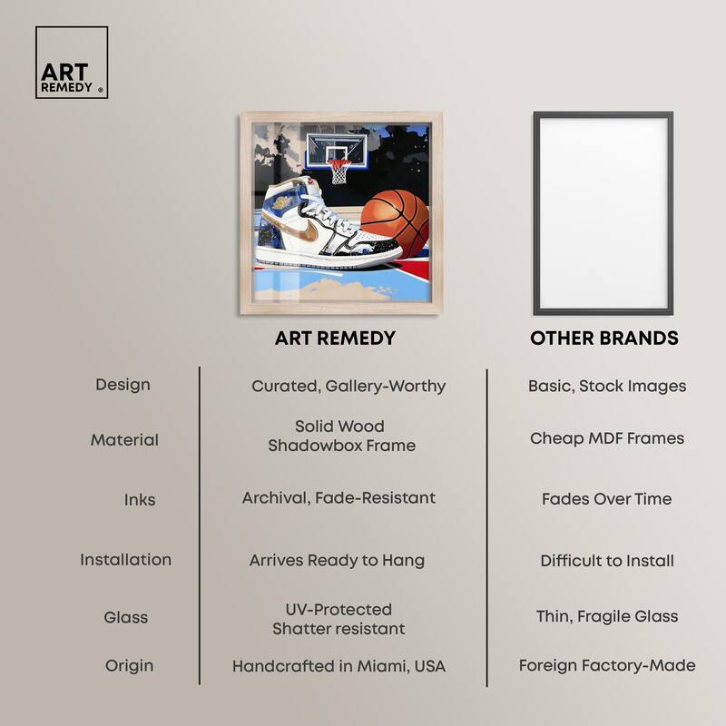 Basketball Court Blues Shadowbox by Art Remedy