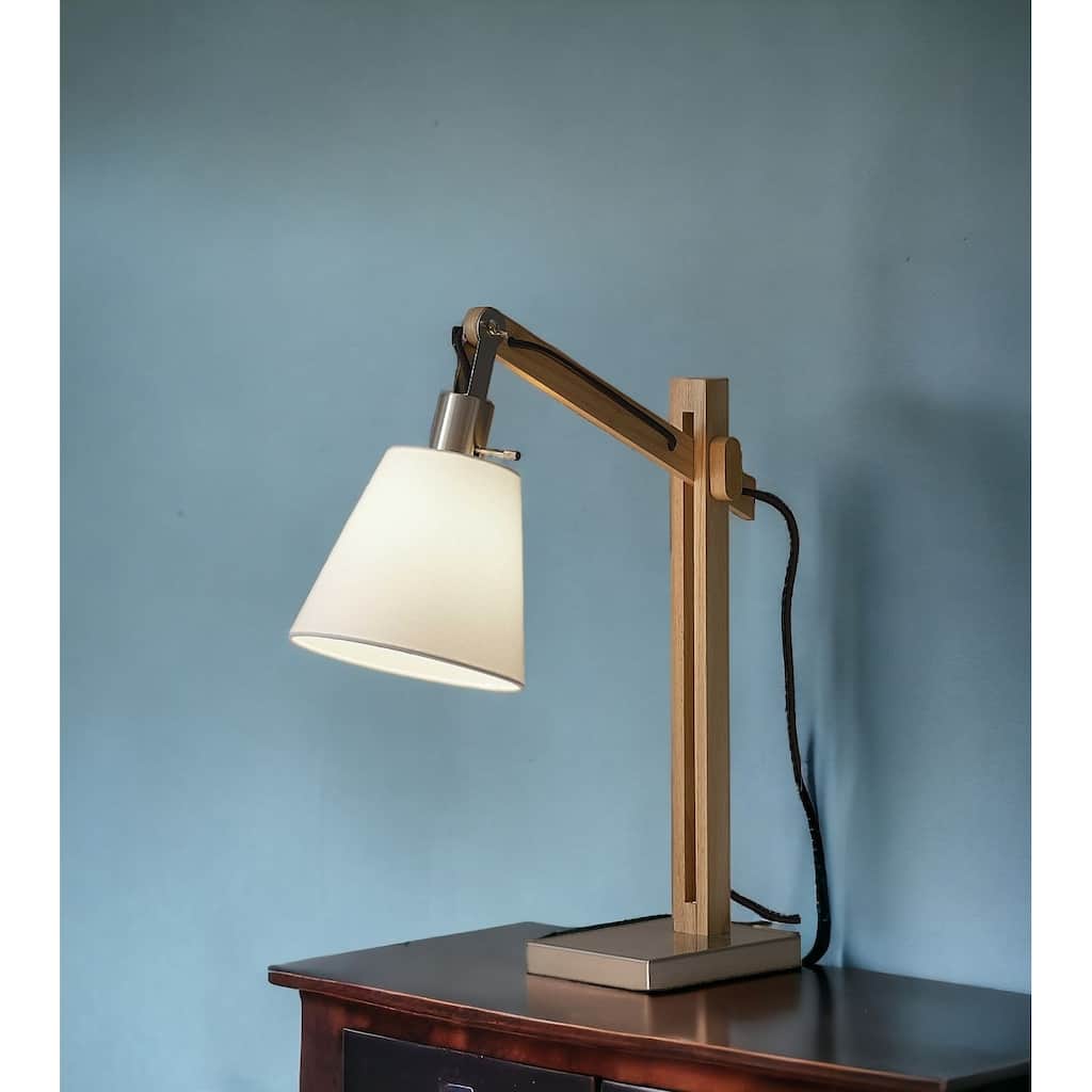 HomeRoots Rustic Hinged Natural Wood Table Lamp - 5.25 x 21 x 25