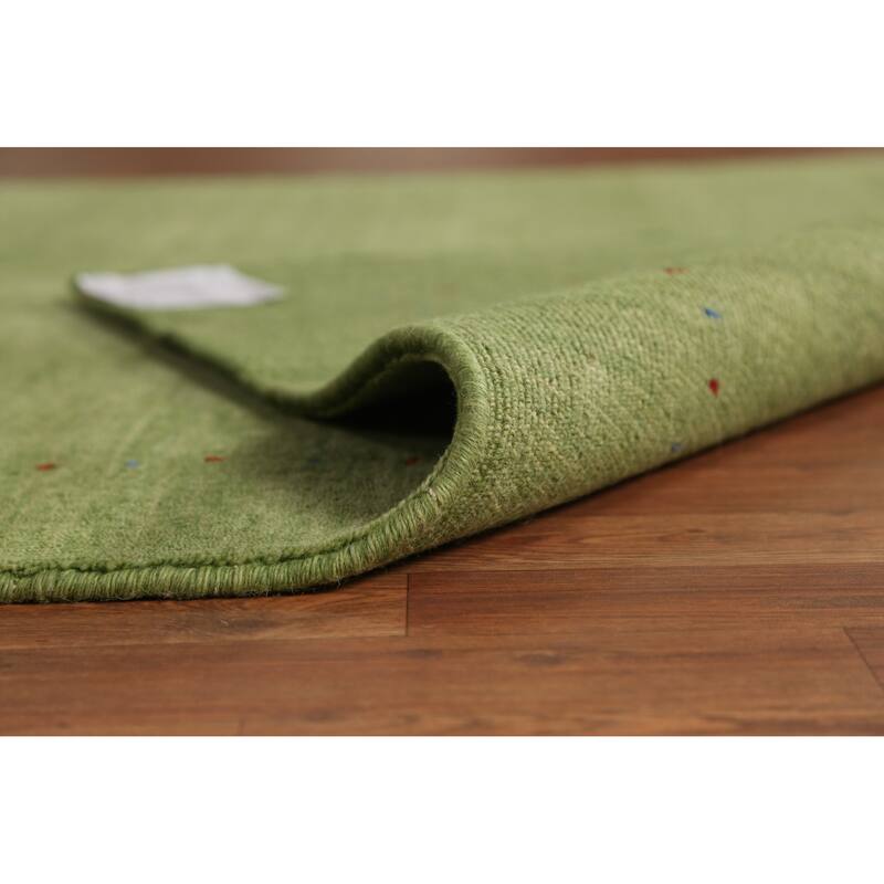 Hand Knotted Oriental 100% Wool Carpet Tribal Animal Pictorial Green Gabbeh Area Rug - 7' 6'' X 5' 2''