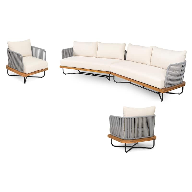 Christopher Knight Home - Evelyn Parker Elegant Lucca Outdoor Acacia Wood Sofa Set
