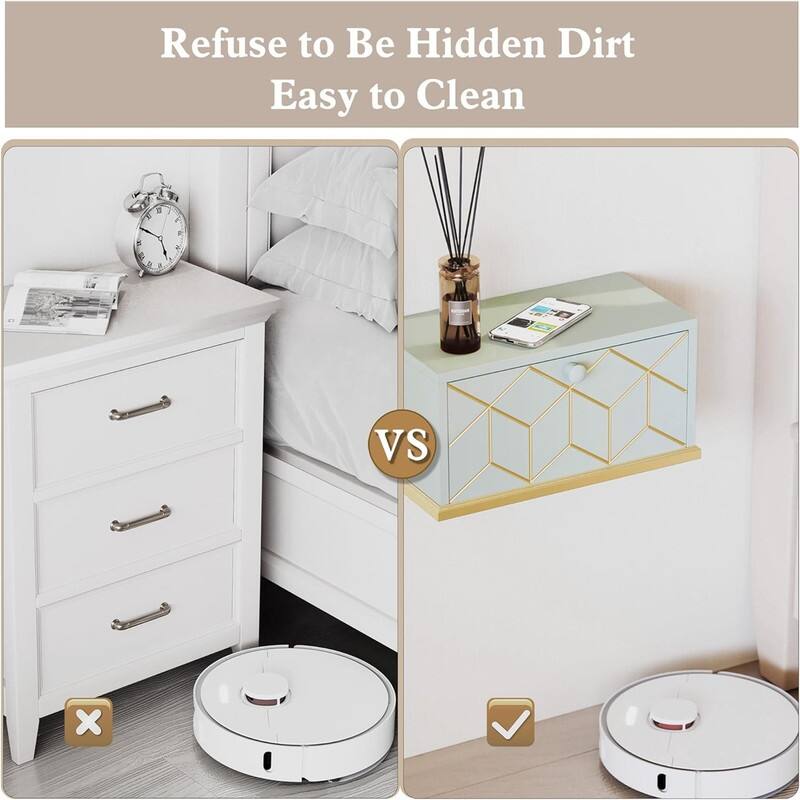 Floating Nightstand Small Nightstand with Flap Door - 6.69"D x 13.18"W x 6.92"H
