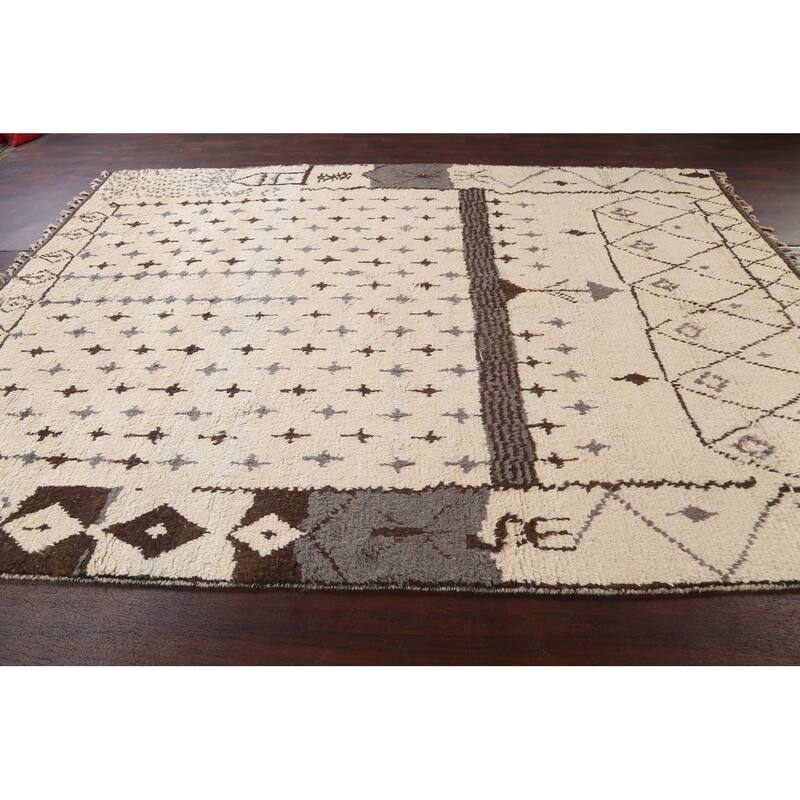 Tribal Geometric Oriental Moroccan Wool Area Rug Hand-knotted Carpet - 8'1" x 10'10"