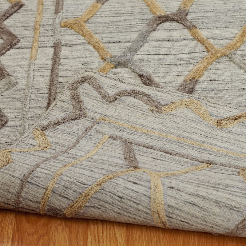 Modern Multi-Colored Hand-Loomed Wool & Viscose Area Rug