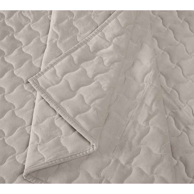 Brooklyn Loom Matte Cotton Velvet Wavy Square Quilt Set