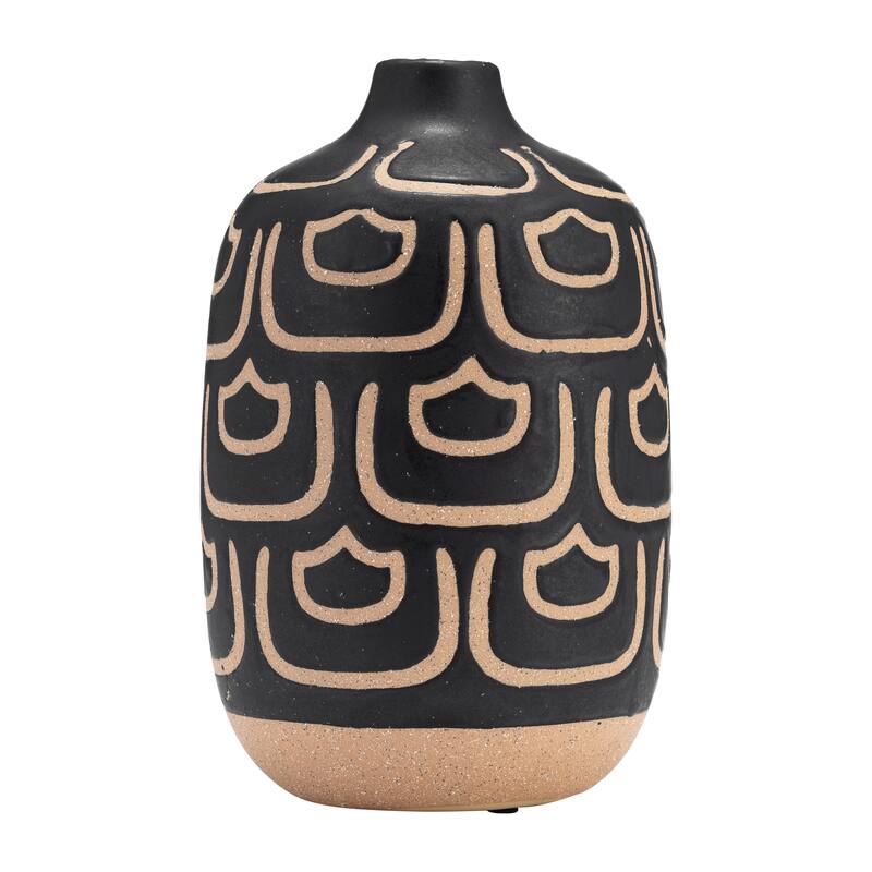 Sagebrook Home 10" Ceramic Vase Contemporary Decorative Vase Creative Abstract Design Table Decor