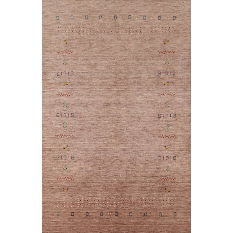 Hand Knotted Oriental 100% Wool Carpet Tribal Animal Pictorial Brown Gabbeh Area Rug - 7' 9'' X 4' 11''