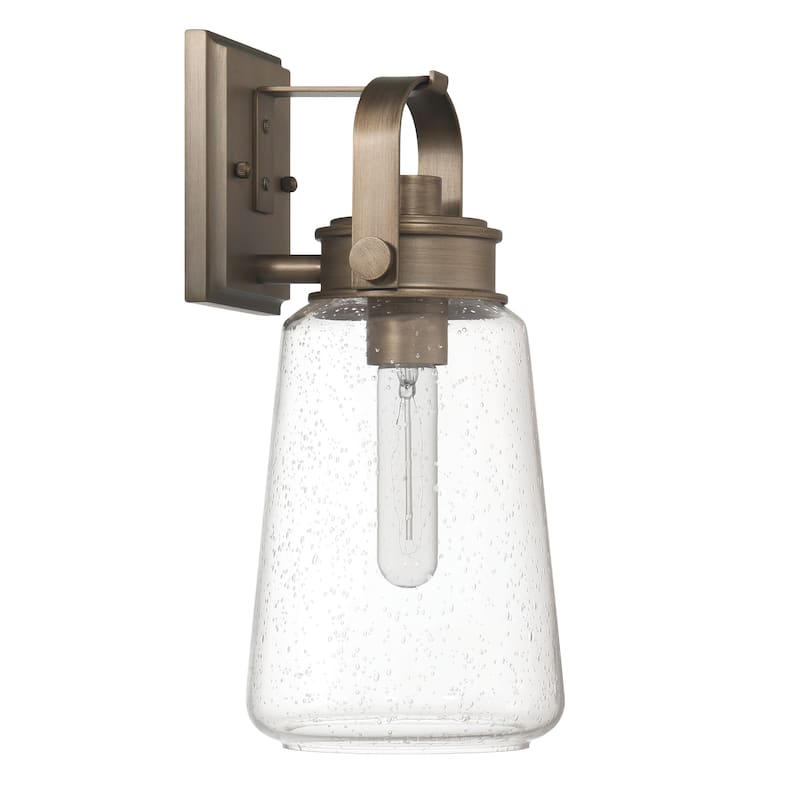 Gage Seedy Glass and Metal Wall Mounted Outdoor Light - 7.1"L x 6.5"W x 14.5"H - Tuscan Gold
