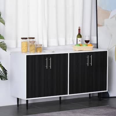HOMCOM Modern Sideboard Buffet Kitchen Storage Cabinet with Adjustable Shelves, Anti-Topple Design, and Large Countertop, Grey
