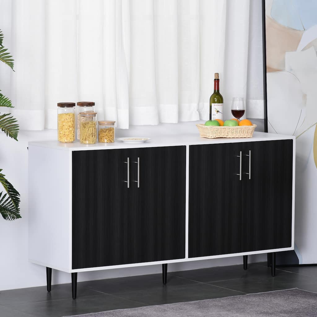 HOMCOM Modern Sideboard Buffet Kitchen Storage Cabinet with Adjustable Shelves, Anti-Topple Design, and Large Countertop, Grey