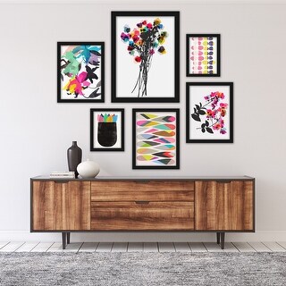 Colorful Abstract Modern Floral 6 Piece Framed Gallery Wall Art Set