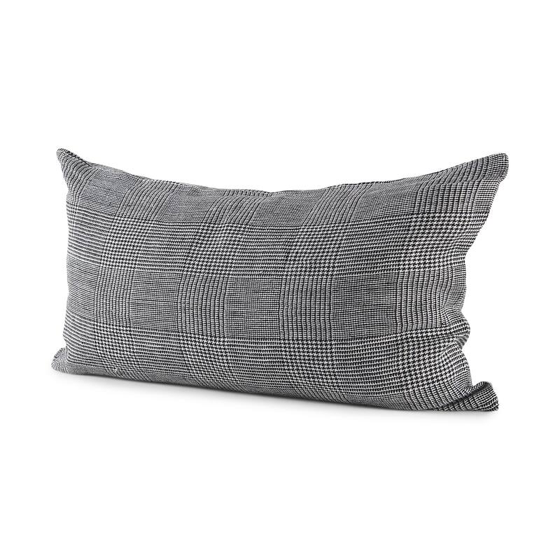 Ramone 14 x 26 White and Black Fabric Decorative Pillow Cover - Pillow Covers - 14.0L x 26.0W x 0.2H - Black - Single