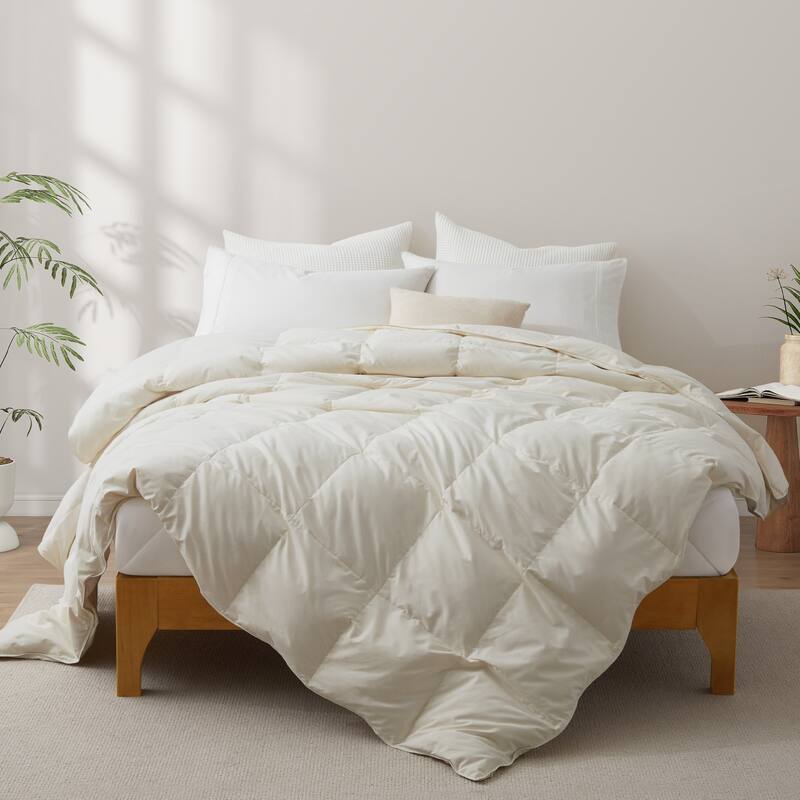 Premium White Feather Down Comforter Duvet Insert All Warmth Levels - Twin - Medium Weight Ivory