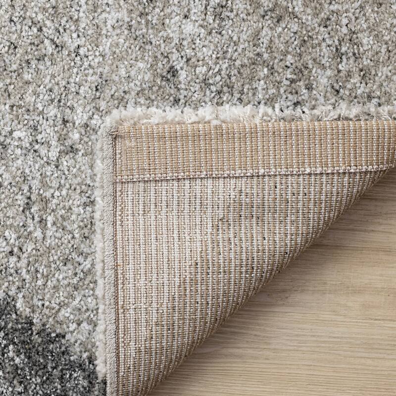 Maverick Collection - White Beige Grey Modern Plush Area Rug