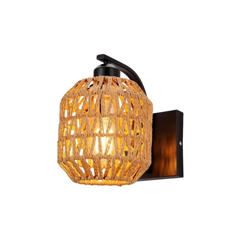1 Pack bulb light black wall sconces rattan wall light