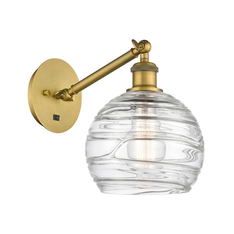 Innovations Lighting 317-1W-14-8 Athens Sconce Athens 14" Tall Wall - Brushed Brass / Clear Deco Swirl