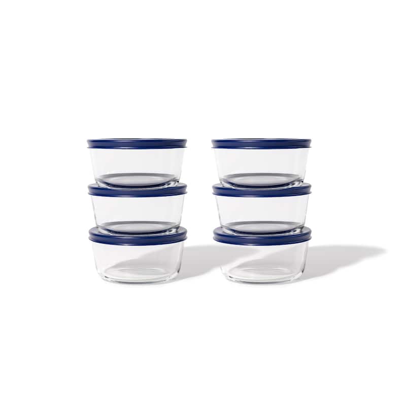 Glass Food Storage Containers Set - Round, 4-Cup (32oz) BPA-Free, Microwave & Oven Safe, Airtight Lids