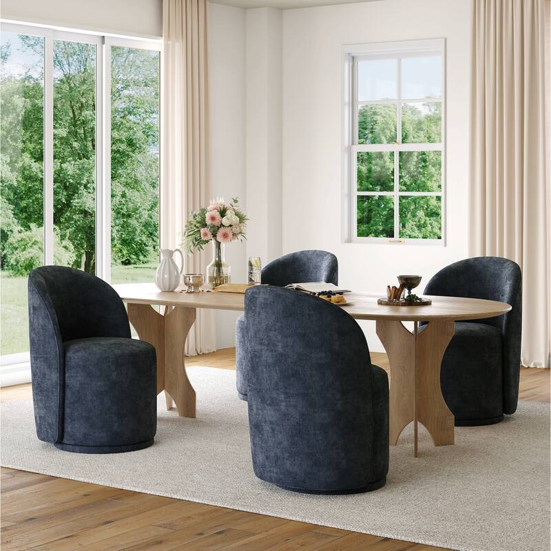 Upholstered Swivel Dining Chair Armless Barrel Chair