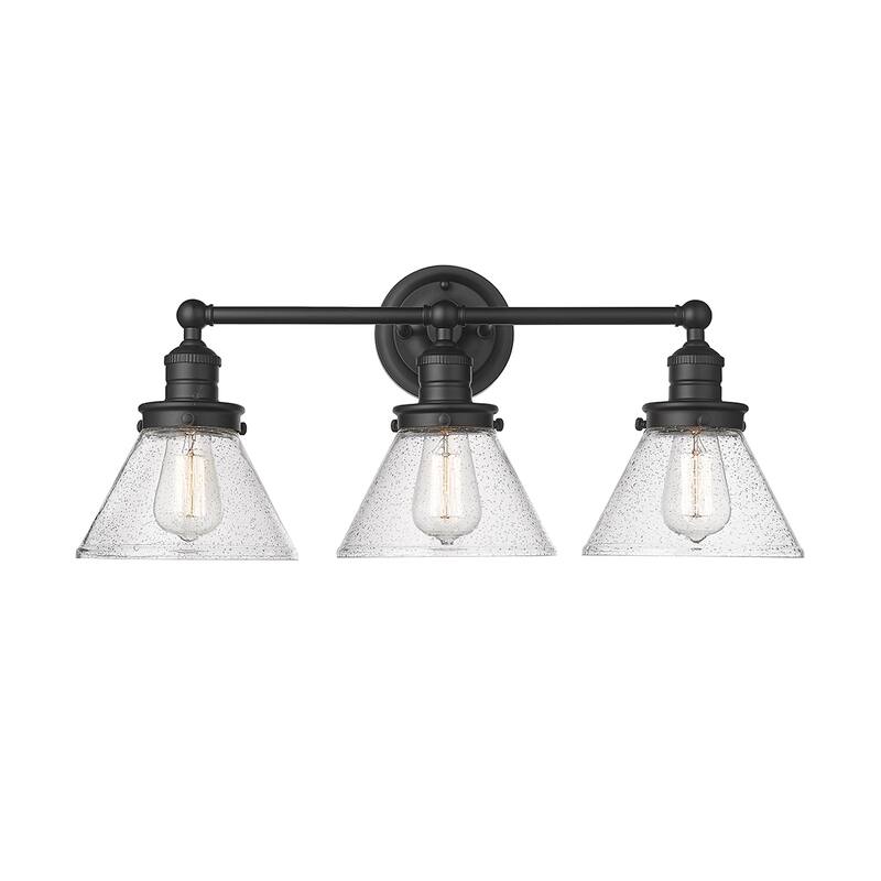 Millennium Lighting Eyden 2 Light Vanity Light with Clear Seedy Glass Shades - 3 Light - Matte Black