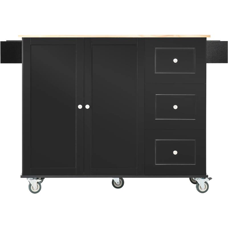52.7 Inch Width Rolling Mobile Kitchen Island with Locking Wheels