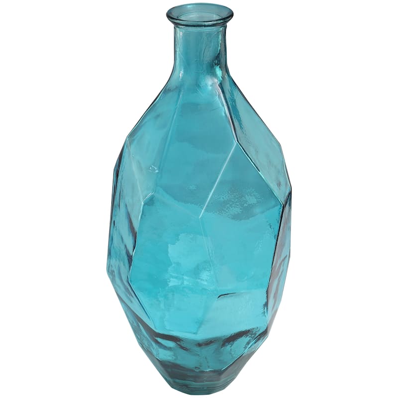 Exquisite Recycled Glass Tall Spanish Bottleneck Vase - Blue or Teal
