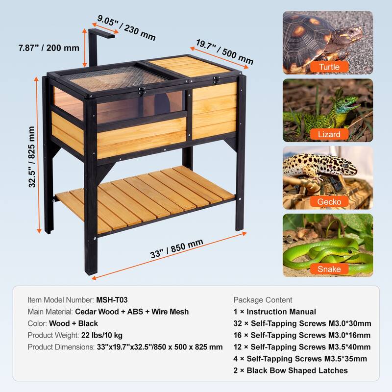 Tortoise House,Tortoise Habitat with Balcony & 2 Stories, Wooden Tortoise Enclosure Indoor & Outdoor