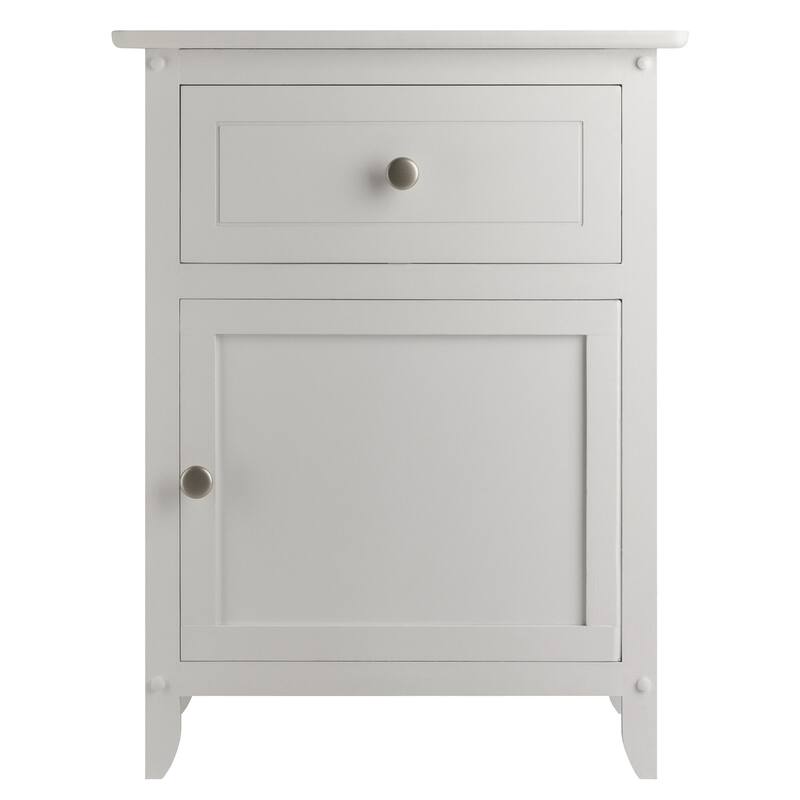 Wooden Nightstand with Drawer - 25" - White