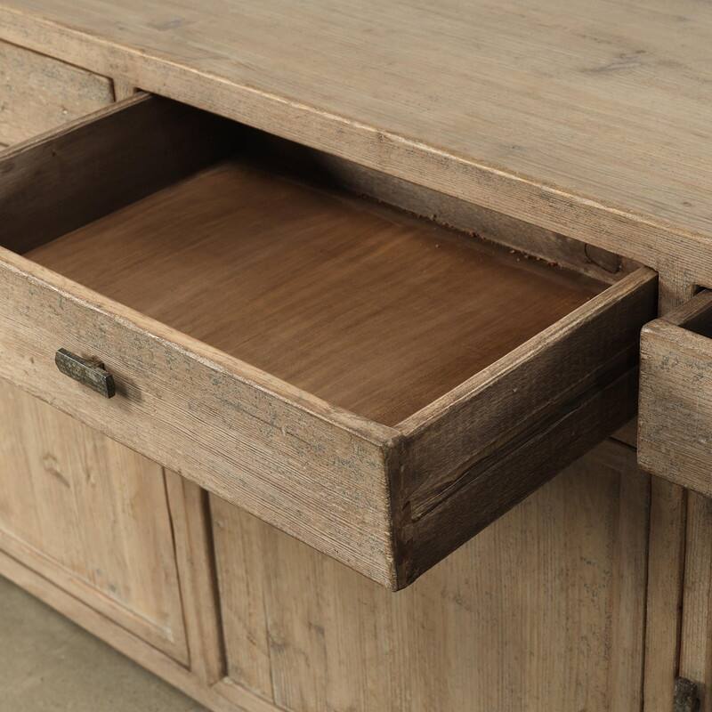 Approx. 79" Rustic Natural Wood Sideboard-3 Drawers & 3 Doors Weathered Natural