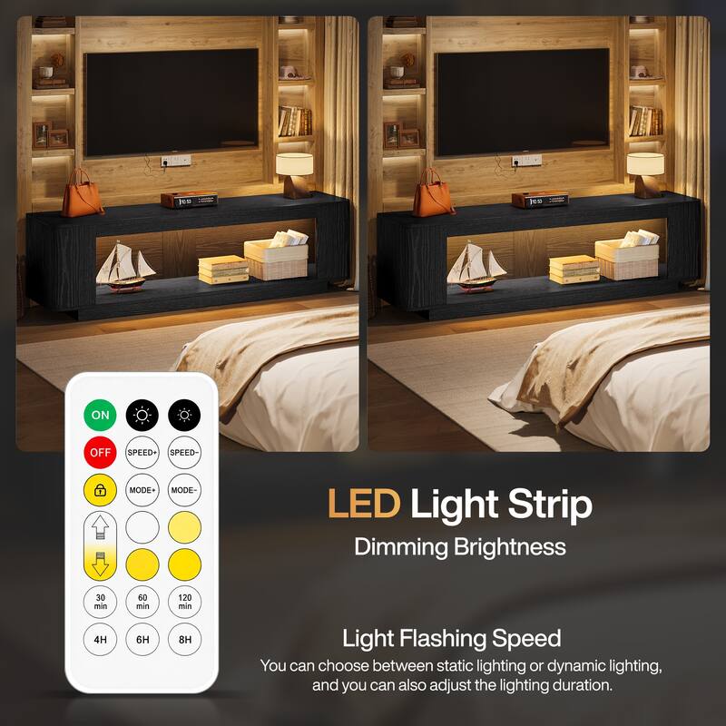 70.9-Inch TV Stand with LED Light Strip, Entertainment Center Television Console Media Storage Table Accent Cabinet