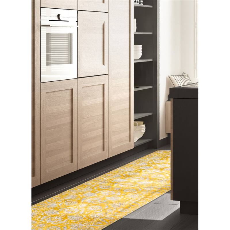 ECARPETGALLERY Hand-knotted Heritage Gold Silk, Wool Rug - 2' 6" x 13' 8"