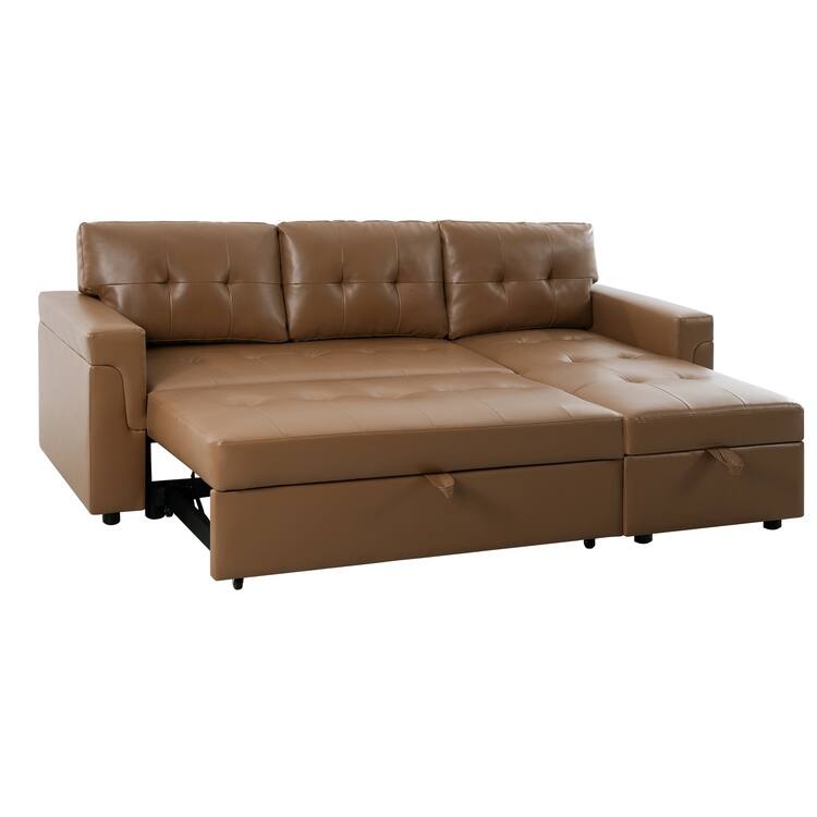 Perry Modern Reversible Sleeper Sectional Sofa with Storage Chaise, Pullout Sleeper Sofa Couch Bed for Living Room