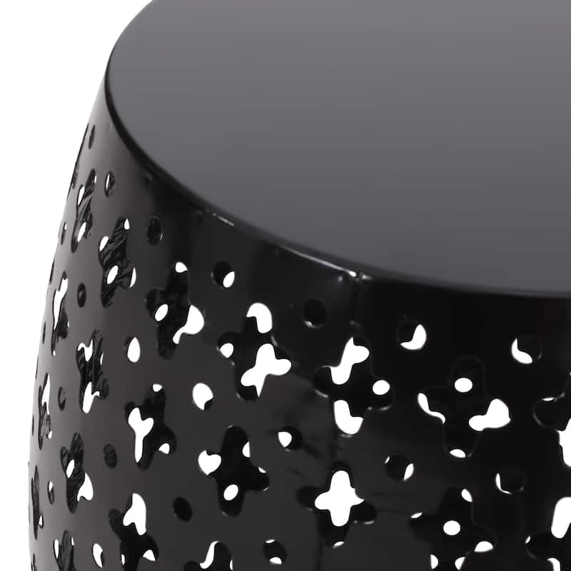 Roomfitters Outdoor Metal End Table - Large, Weather-Resistant Accent Side Table for Patio, Garden, or Balcony, Black