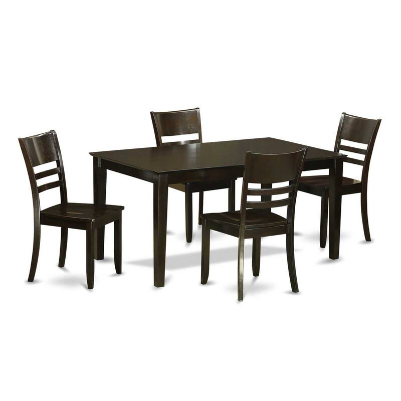 HomeStock 5-Piece Rectangle Cappuccino Finish Solid Wood Top Dining table with 4 Chairs