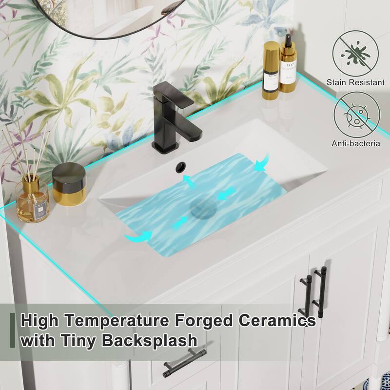 24"/30"/36" Retro Bathroom Vanity W/ Drop in Sink Combo Cabinet Set