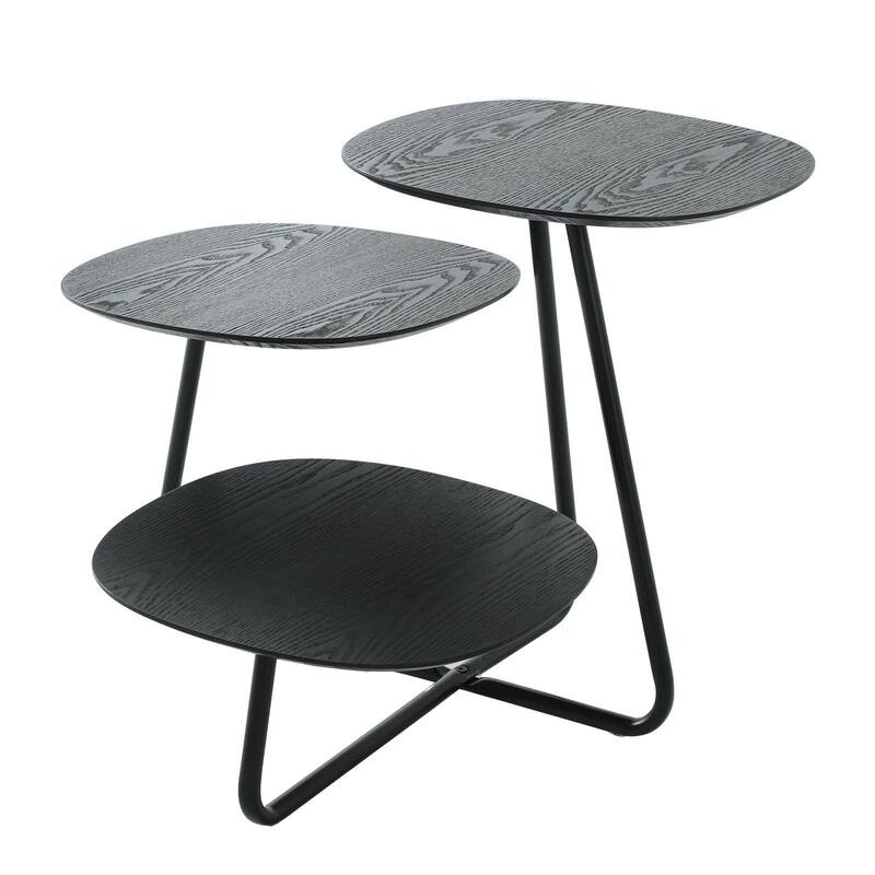 Hazelton Modern Multi Shelves Side Table MDF Wood Tabletop and Stanless Steel Frame Accent End Tables