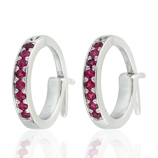 Women/'s Day Sale 1 Natural Ruby Huggie Earrings 10k White Gold Jewelry