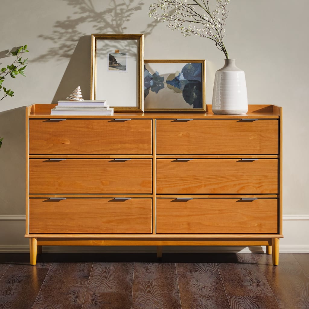 Middlebrook Designs Modern Minimalist Solid Wood 6-Drawer Dresser - Caramel