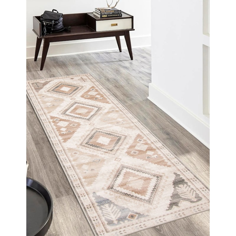 ECARPETGALLERY Machine Woven Lia Ivory Area Rug