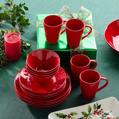 Certified International Berry Red Christmas 16pc Dinnerware Set, Service for 4