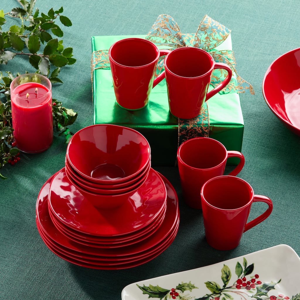 Certified International Berry Red Christmas 16pc Dinnerware Set, Service for 4