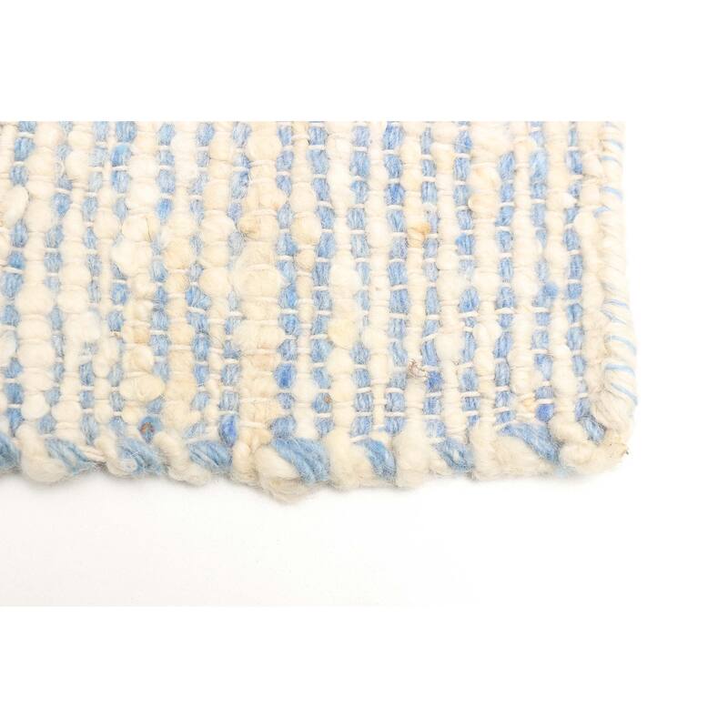 ECARPETGALLERY Braid weave Sienna Light Blue Wool Rug - 5'1 x 8'1