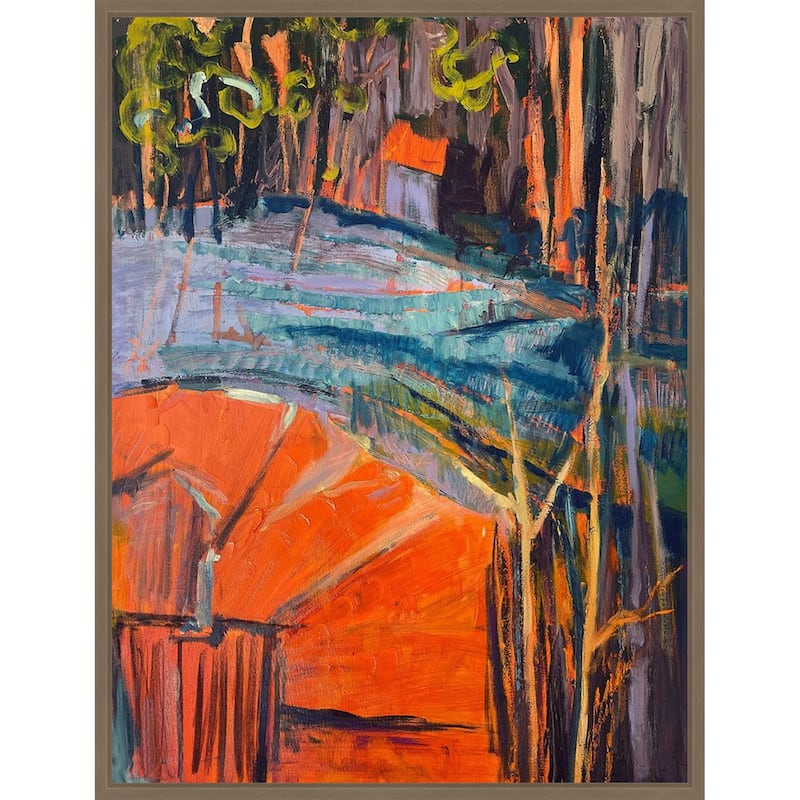 Cadmium Winter Solstice IV by Dorothy Fagan (23 x 30 in.), Framed Canvas Wall Art Print - Sylvie Dark Gold